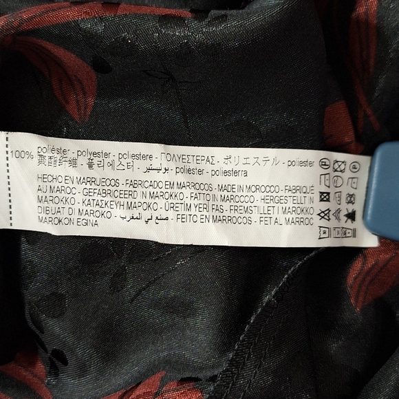 Zara "NEW" Black Red Floral Button Front Witchy Whimisigoth Mini Dress Size XS - Picture 13 of 15